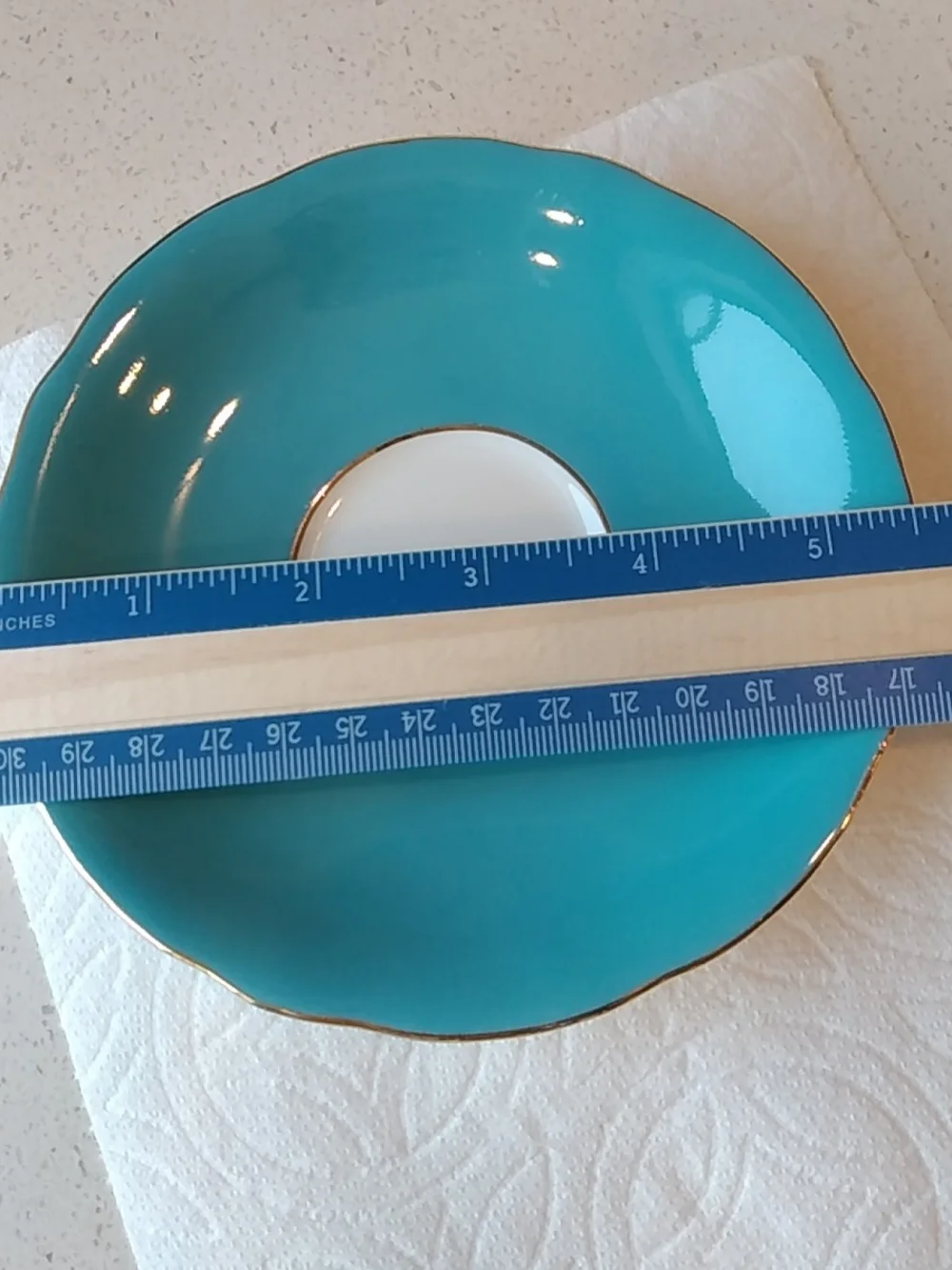 Aynsley Made In England Teal/Turquoise Gold-Rim Ceramic Saucer Replacement
